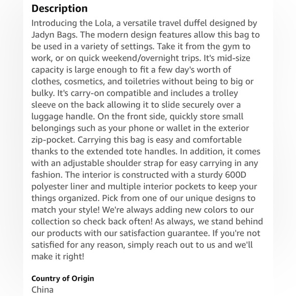 Jadyn Lola Travel Duffle Bag - Picture 9 of 14